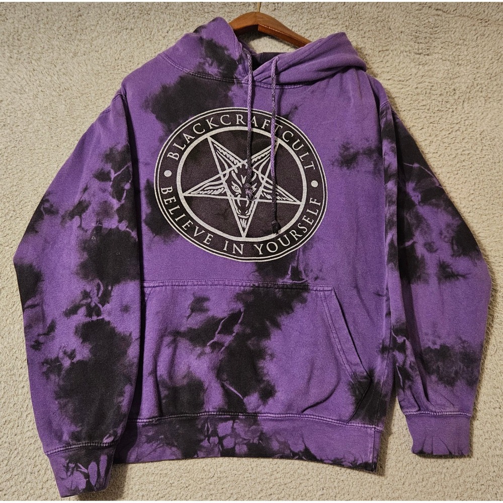 BlackCraft Cult Believe In Yourself Purple Tie Dye Pentagram Hoodie Mens Small